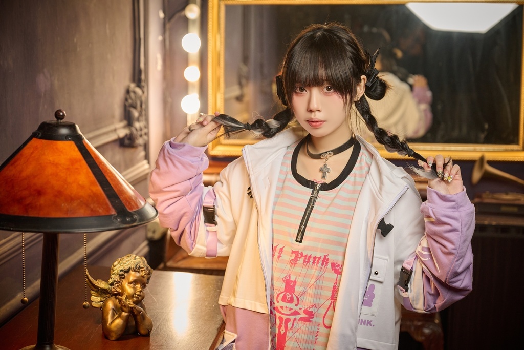 Jillpunk 20周年限定 お宅 アニメ界隈 台湾画師空罐王コラボ ワークスペック 重ね着風 ゆったり 兎耳パーカー メッシュカーゴポケット フード付きジャケット オリジナルメンズ レディー おしゃれ 男女兼用ファッション秋葉系