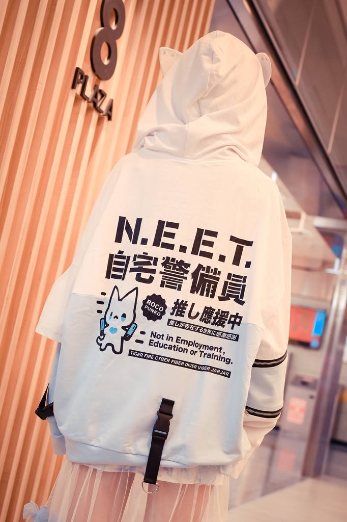 Jillpunk可愛い お宅界隈 アニメ ニ次コン 推し活ねこ NEET 自宅警備員 カーゴポケット色相配色 工業風 ハイネック 猫耳 ゆったり長袖 パーカー オリジナル メンズ レディーズ おしゃれ 男女兼用 ファッション 秋葉系