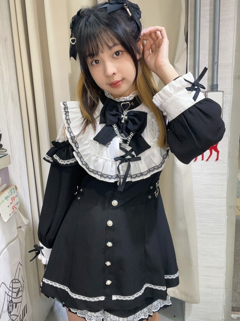 Jillpunk 量産型 地雷系 天使界隈 ロリータ 着せ替え人形 蝶ネクタイ付き フリル 透けレース 長袖 セーラーワンピース シャツドレス ショーパンセット オリジナル 姫系 可愛い おしゃれ ファッション萌え 秋葉原