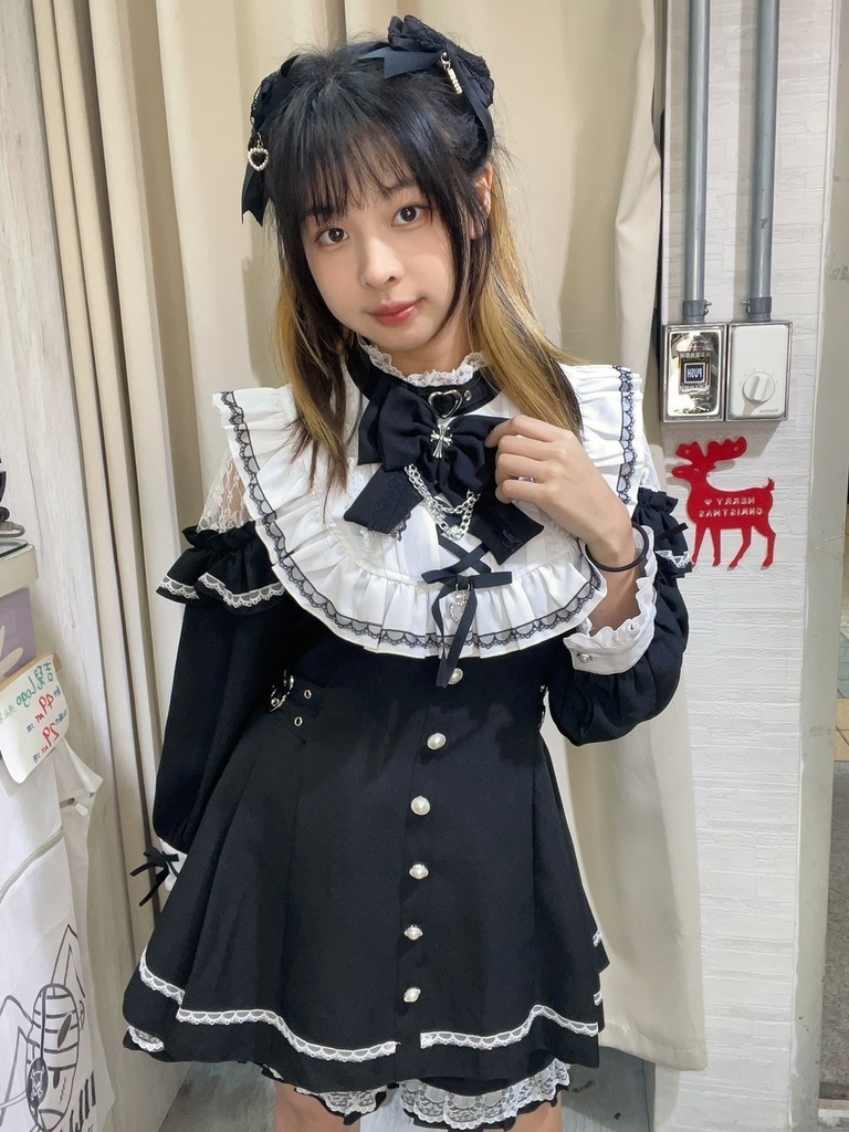 Jillpunk 量産型 地雷系 天使界隈 ロリータ 着せ替え人形 蝶ネクタイ付き フリル 透けレース 長袖 セーラーワンピース シャツドレス ショーパンセット オリジナル 姫系 可愛い おしゃれ ファッション萌え 秋葉原