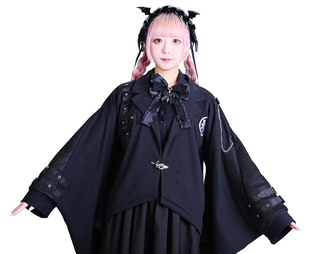 Jillpunk 和風モード 戦国武将物語 牛若丸源義經 武将譚 家紋刺繡 スーツ襟 和洋折衷 振袖現代羽織 和装ジャケット オリジナル メンズ レディー V系 カッコいい おしゃれ 男女兼用ファッション