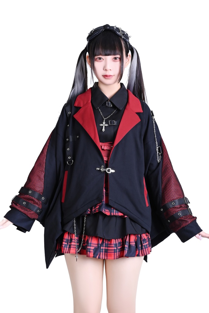 Jillpunk 和風モード 戦国武将物語 牛若丸源義經 武将譚 家紋刺繡 スーツ襟 和洋折衷 振袖現代羽織 和装ジャケット オリジナル メンズ レディー V系 カッコいい おしゃれ 男女兼用ファッション