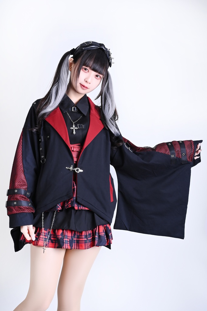 Jillpunk 和風モード 戦国武将物語 牛若丸源義經 武将譚 家紋刺繡 スーツ襟 和洋折衷 振袖現代羽織 和装ジャケット オリジナル メンズ レディー V系 カッコいい おしゃれ 男女兼用ファッション