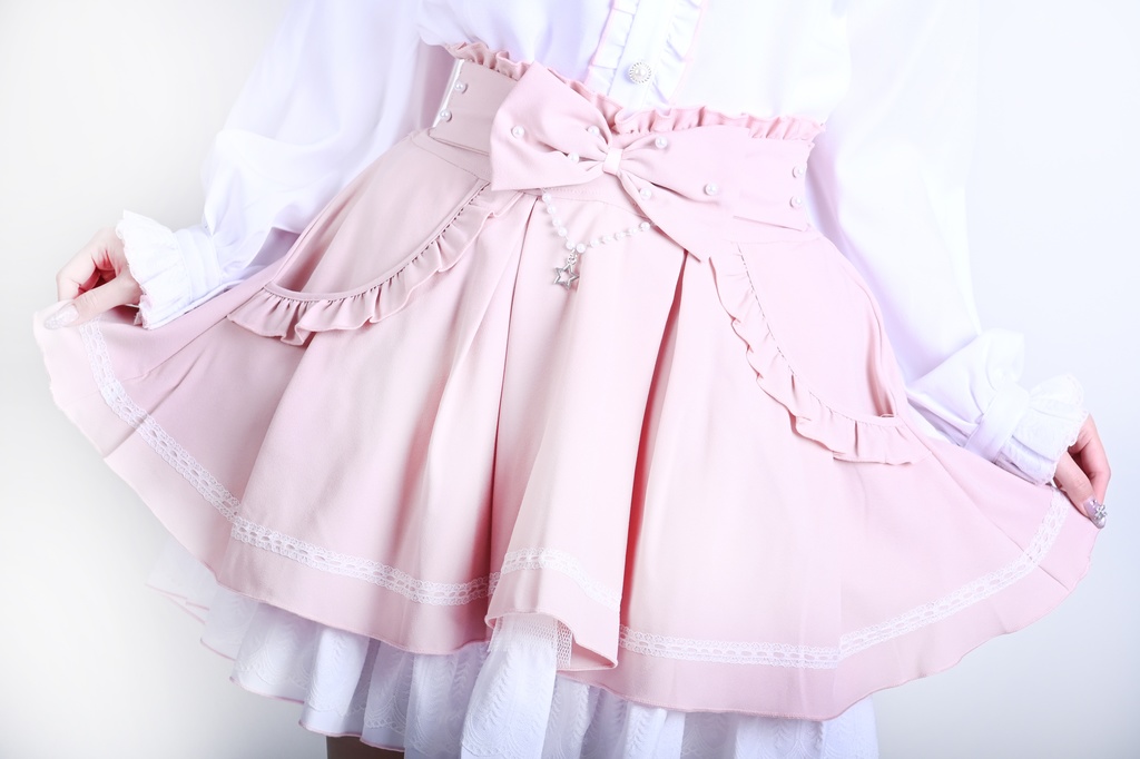 Jillpunk 量産型 茶会願い 地雷系 水色系統 ロリータ 蝶ネクタイ付き フリル セーラー服 リボン 長袖シャツ イミテーションパール ビーズハイウェスト ショートスカート オリジナル 姫系 可愛い おしゃれ ファッション萌え 秋葉原