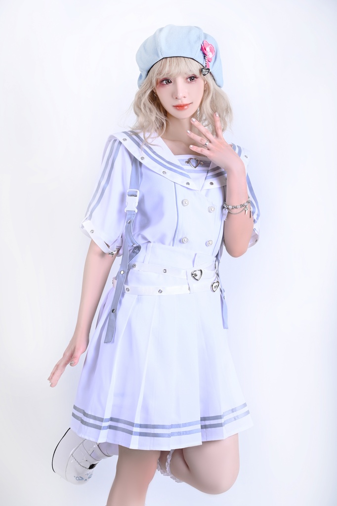 Jillpunk 和洋折衷 正太王子風 夢かわ ロマン航行 ネクタイ ベルト付き 2WAY着こなし セーラートップス 取り外し可能なスカート ショーパンセット 男女兼用 オリジナル メンズ レディー おしゃれ 男女兼用ファッション