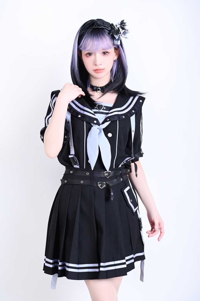 Jillpunk 和洋折衷 正太王子風 夢かわ ロマン航行 ネクタイ ベルト付き 2WAY着こなし セーラートップス 取り外し可能なスカート ショーパンセット 男女兼用 オリジナル メンズ レディー おしゃれ 男女兼用ファッション