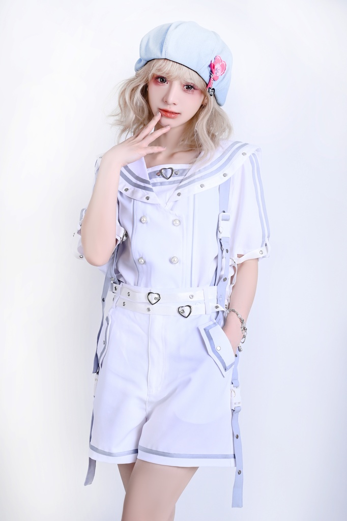 Jillpunk 和洋折衷 正太王子風 夢かわ ロマン航行 ネクタイ ベルト付き 2WAY着こなし セーラートップス 取り外し可能なスカート ショーパンセット 男女兼用 オリジナル メンズ レディー おしゃれ 男女兼用ファッション