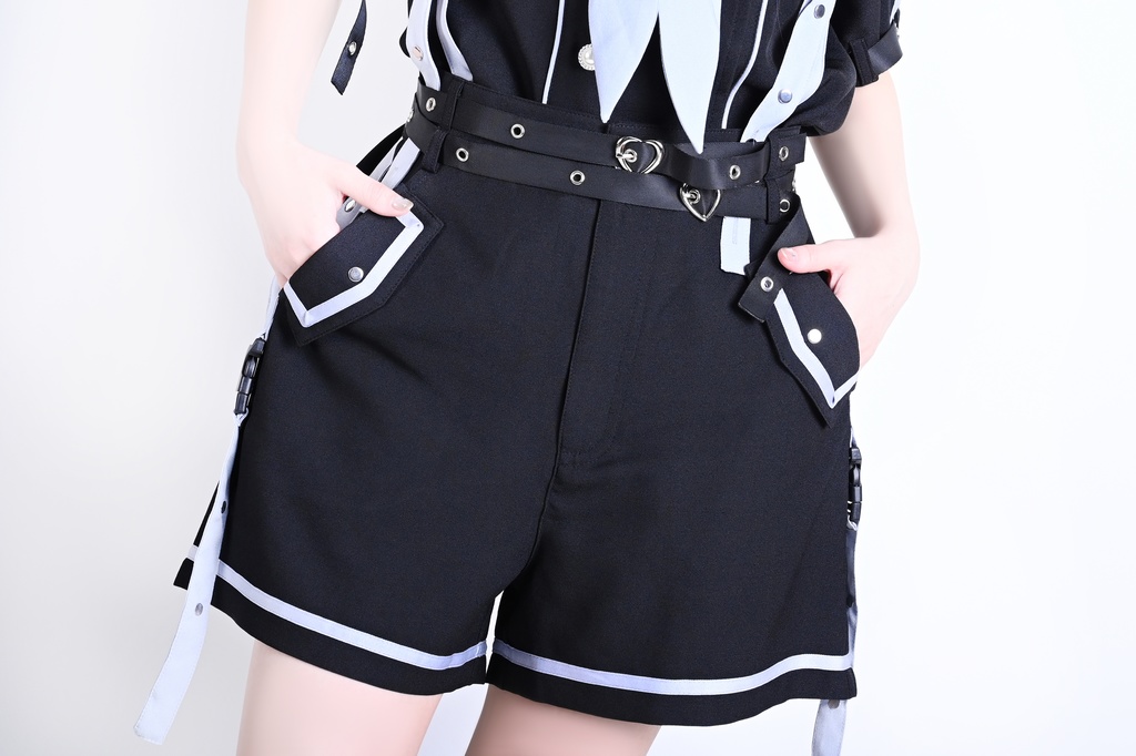Jillpunk 和洋折衷 正太王子風 夢かわ ロマン航行 ネクタイ ベルト付き 2WAY着こなし セーラートップス 取り外し可能なスカート ショーパンセット 男女兼用 オリジナル メンズ レディー おしゃれ 男女兼用ファッション