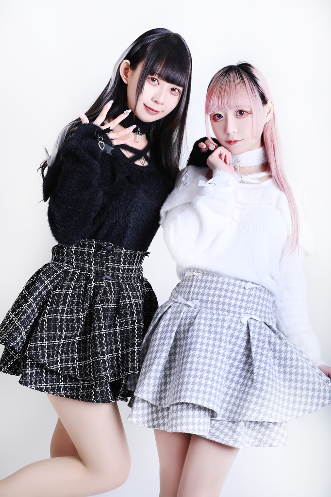 Jillpunkゴシックコーデ 地雷系 セクシー 地雷恋人 地下アイドル風 クロスチョーカー レース加工 肩出しニットトップス ふわふわ 仮ミンク素材セーター レディーズ オリジナル おしゃれ ファッション