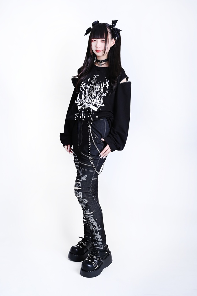 Jillpunkパンクロック パンクの誓い セクシー タータンチェック柄 デニム 細身美脚 ローウエスト ダメージ加工ジーンズ ロングパンツズボン スキニー ビンテージ破れ オリジナル V系 おしゃれ 男女兼用 兄系