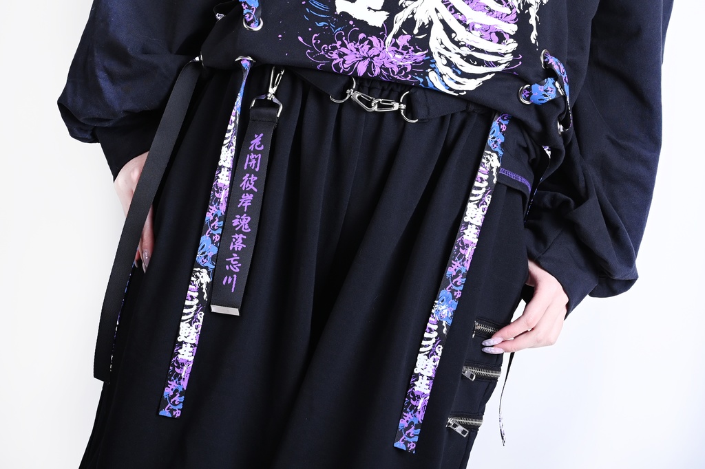 Jillpunk和風モード 甦生彼岸花 浪人侍 ドレープ袴 ゆるい カプリ ファスナー付き ワイド 七分丈バギー 剣道パンツ プリーツロング丈ズボン オリジナルパンク メンズ レディース V系 秋葉系 おしゃれ ストリート