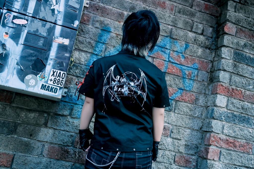 Jillpunk プレッピー V系 パンクロック 悪念の残響 レースアップ×スタッズ チェック柄ネクタイ付き 半袖カジュアルシャツ ジップアップジャケット オリジナルパンク 男女兼用 メンズ レディース カッコいい おしゃれ