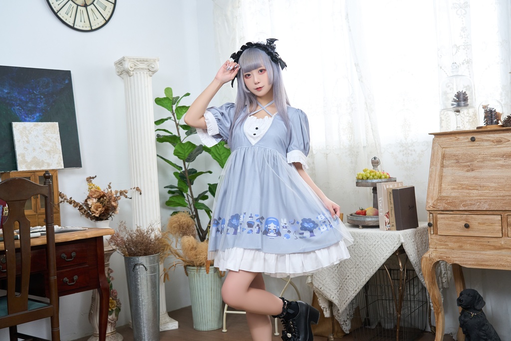 Jillpunk 量産型 ゆめかわ ゴシックロリータ 堕夢アリス フリル リボン付き メイド服 取り外し可能なセーラーカラー 半袖ワンピースドレス エプロン2点セット オリジナル 姫系 可愛い おしゃれ ファッション萌え 秋葉原