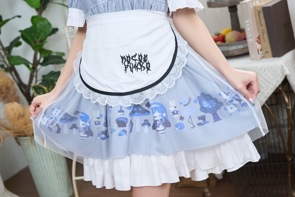 Jillpunk 量産型 ゆめかわ ゴシックロリータ 堕夢アリス フリル リボン付き メイド服 取り外し可能なセーラーカラー 半袖ワンピースドレス エプロン2点セット オリジナル 姫系 可愛い おしゃれ ファッション萌え 秋葉原