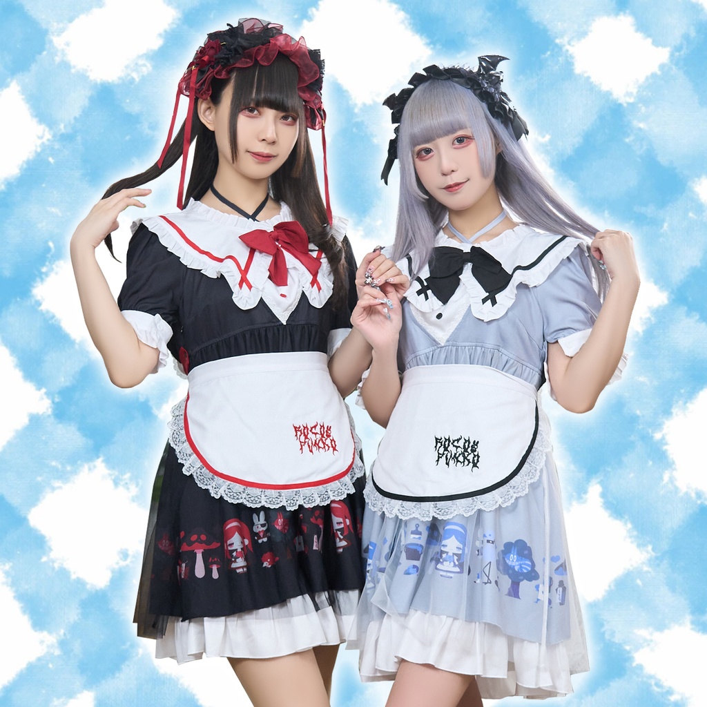 Jillpunk 量産型 ゆめかわ ゴシックロリータ 堕夢アリス フリル リボン付き メイド服 取り外し可能なセーラーカラー 半袖ワンピースドレス エプロン2点セット オリジナル 姫系 可愛い おしゃれ ファッション萌え 秋葉原