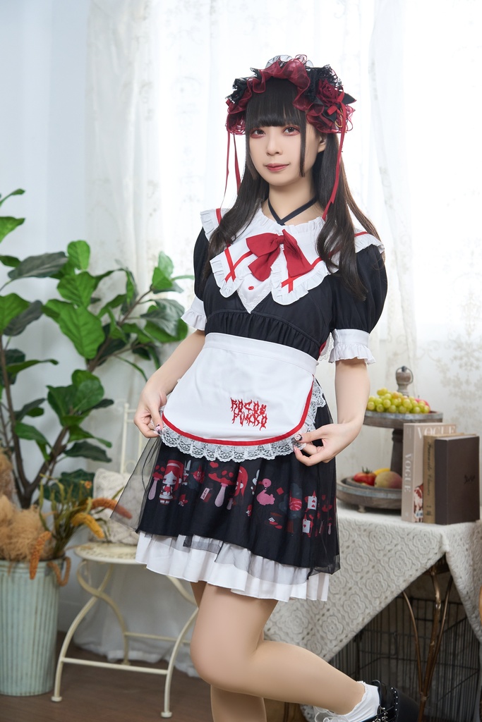 Jillpunk 量産型 ゆめかわ ゴシックロリータ 堕夢アリス フリル リボン付き メイド服 取り外し可能なセーラーカラー 半袖ワンピースドレス エプロン2点セット オリジナル 姫系 可愛い おしゃれ ファッション萌え 秋葉原