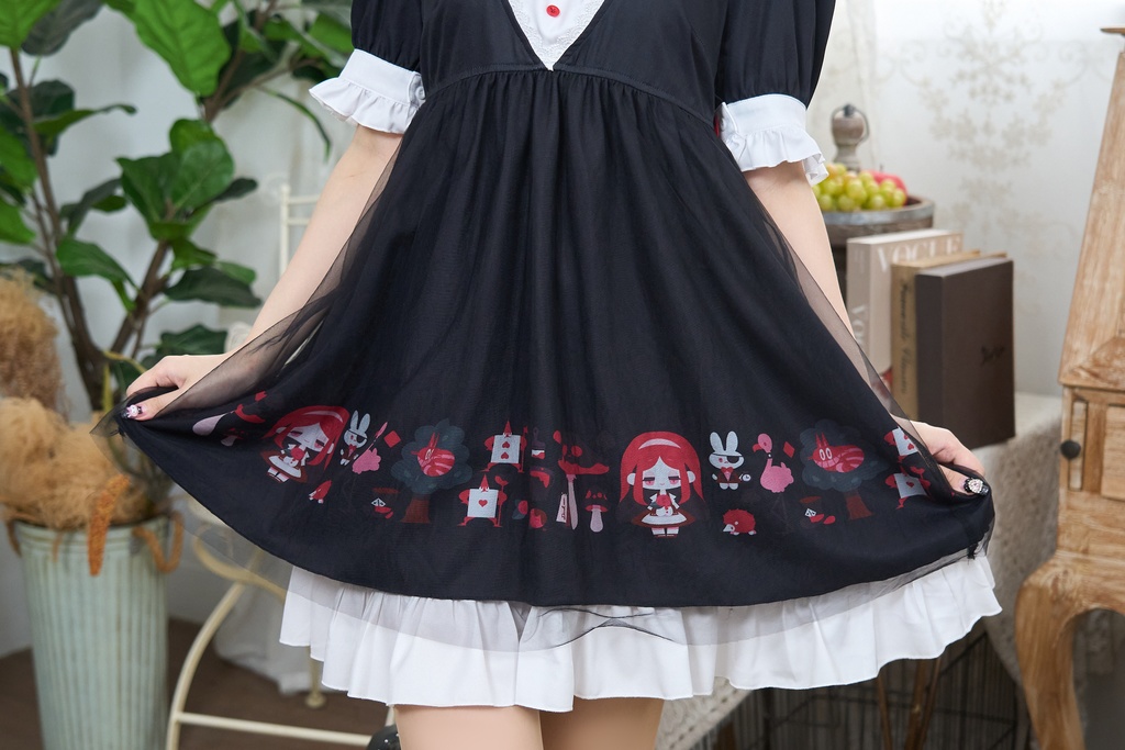 Jillpunk 量産型 ゆめかわ ゴシックロリータ 堕夢アリス フリル リボン付き メイド服 取り外し可能なセーラーカラー 半袖ワンピースドレス エプロン2点セット オリジナル 姫系 可愛い おしゃれ ファッション萌え 秋葉原