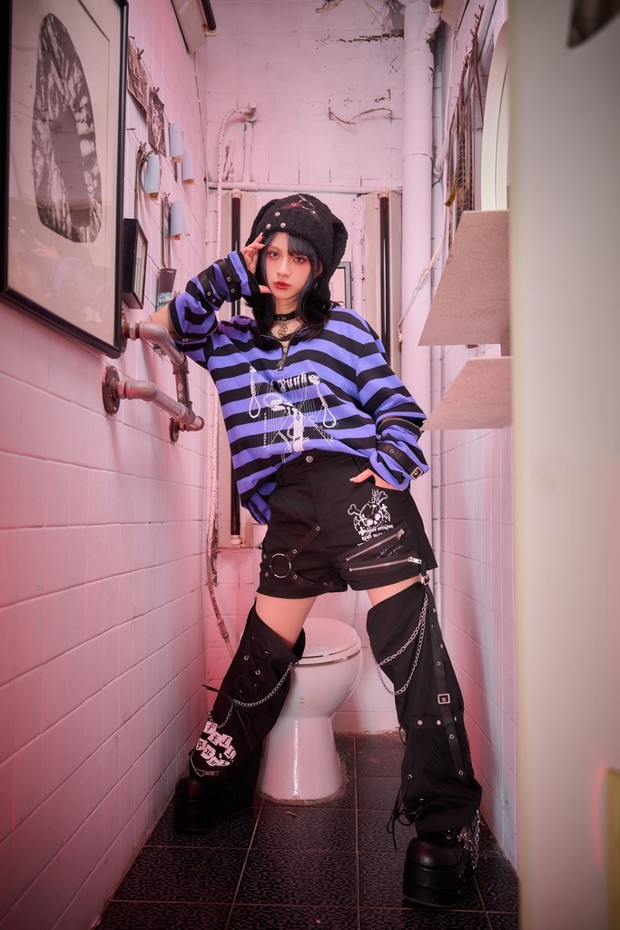 Jillpunk NANA系 パンクロック ハート泥棒小悪魔 取り外し可能なレッグカバー チェーン付き タータンチェック柄 ストレートショーツ ボンデージショーパン オリジナルパンク 男女兼用 メンズ レディース おしゃれ