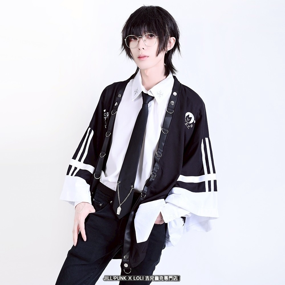 Jillpunk可愛い お宅界隈 アニメ ニ次コン 戦闘ネコ NEET 自宅警備員 刺繡入り Dリング付き カーゴポケット 着物袖現代羽織 和装ジャケット オリジナル メンズ レディーズ おしゃれ 男女兼用 ファッション 秋葉系