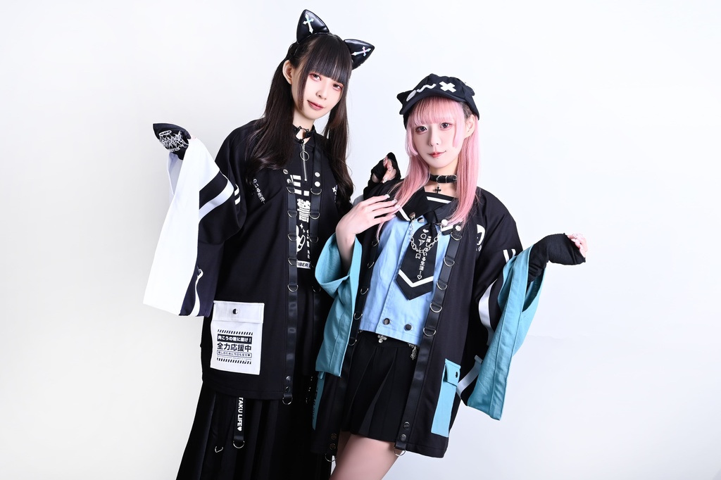 Jillpunk可愛い お宅界隈 アニメ ニ次コン 戦闘ネコ NEET 自宅警備員 刺繡入り Dリング付き カーゴポケット 着物袖現代羽織 和装ジャケット オリジナル メンズ レディーズ おしゃれ 男女兼用 ファッション 秋葉系