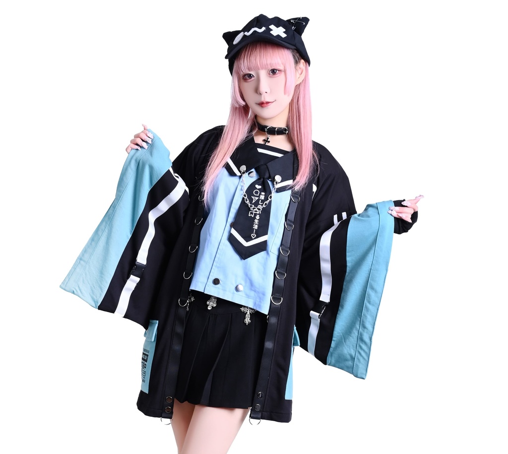 Jillpunk可愛い お宅界隈 アニメ ニ次コン 戦闘ネコ NEET 自宅警備員 刺繡入り Dリング付き カーゴポケット 着物袖現代羽織 和装ジャケット オリジナル メンズ レディーズ おしゃれ 男女兼用 ファッション 秋葉系