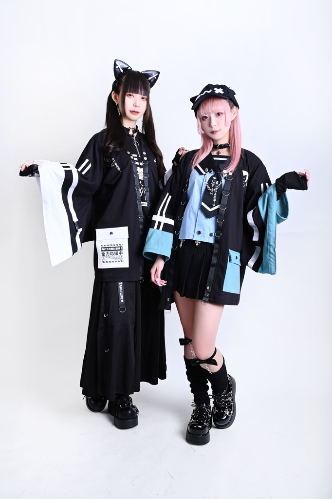 Jillpunk可愛い お宅界隈 アニメ ニ次コン 戦闘ネコ NEET 自宅警備員 刺繡入り Dリング付き カーゴポケット 着物袖現代羽織 和装ジャケット オリジナル メンズ レディーズ おしゃれ 男女兼用 ファッション 秋葉系