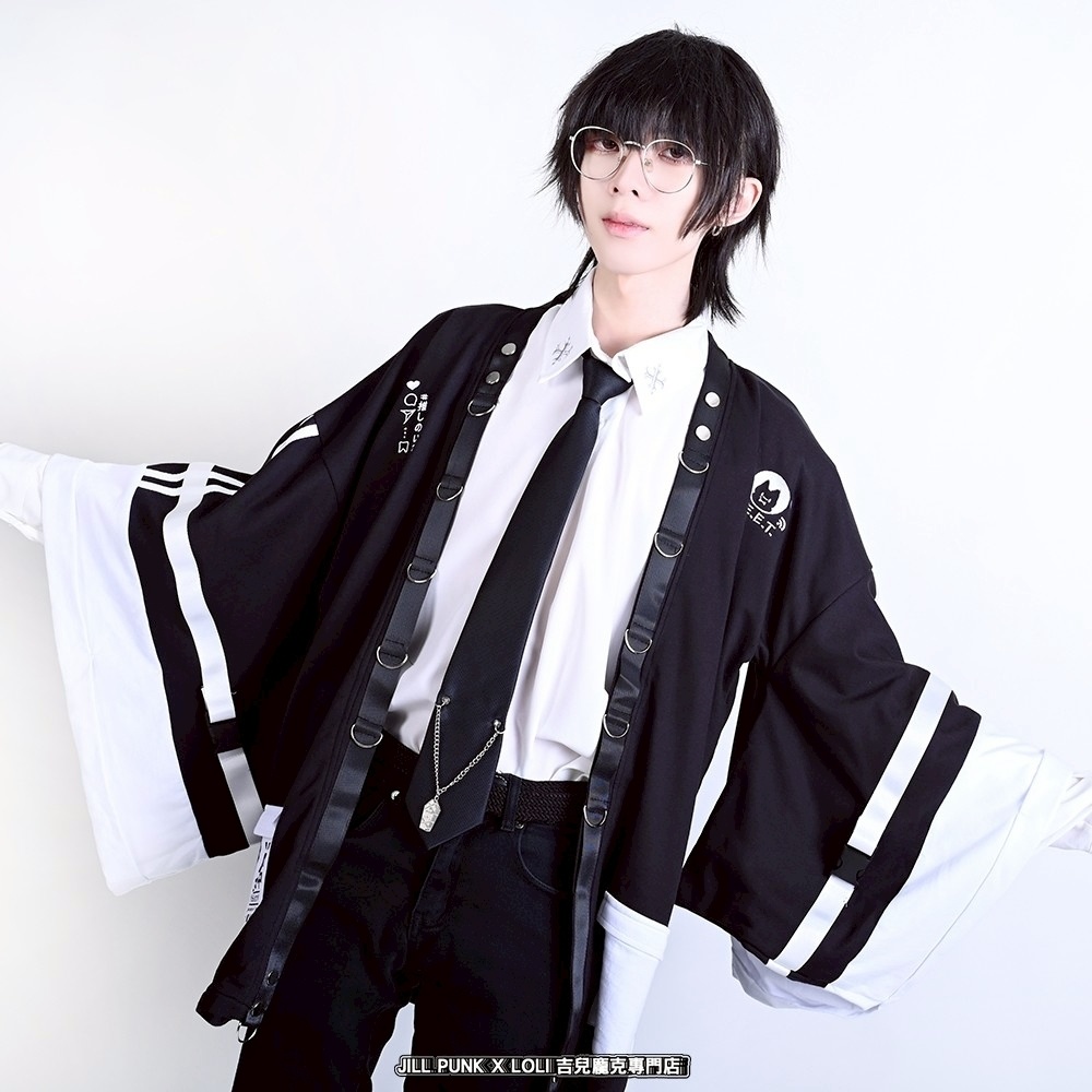 Jillpunk可愛い お宅界隈 アニメ ニ次コン 戦闘ネコ NEET 自宅警備員 刺繡入り Dリング付き カーゴポケット 着物袖現代羽織 和装ジャケット オリジナル メンズ レディーズ おしゃれ 男女兼用 ファッション 秋葉系