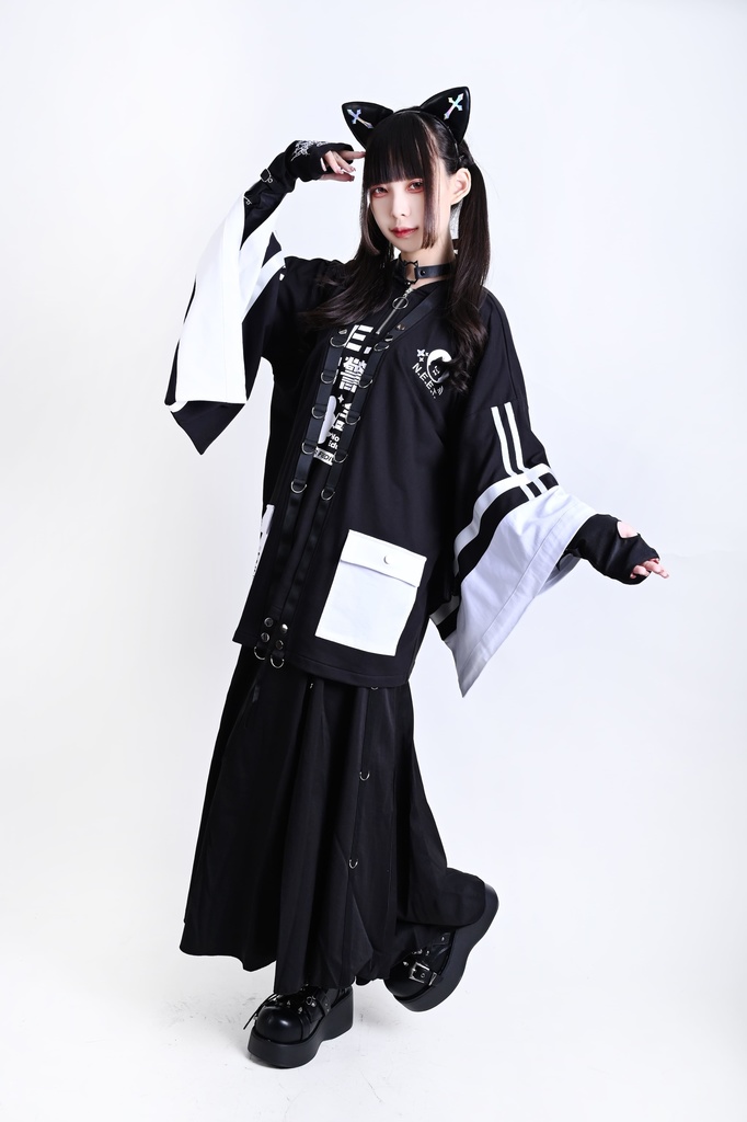 Jillpunk可愛い お宅界隈 アニメ ニ次コン 戦闘ネコ NEET 自宅警備員 刺繡入り Dリング付き カーゴポケット 着物袖現代羽織 和装ジャケット オリジナル メンズ レディーズ おしゃれ 男女兼用 ファッション 秋葉系