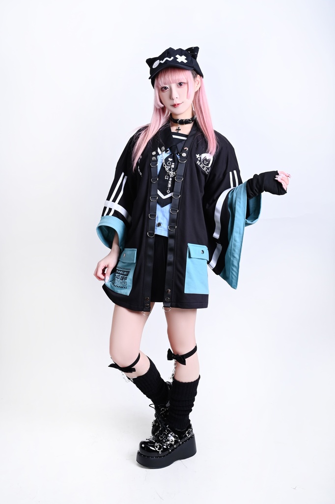 Jillpunk可愛い お宅界隈 アニメ ニ次コン 戦闘ネコ NEET 自宅警備員 刺繡入り Dリング付き カーゴポケット 着物袖現代羽織 和装ジャケット オリジナル メンズ レディーズ おしゃれ 男女兼用 ファッション 秋葉系