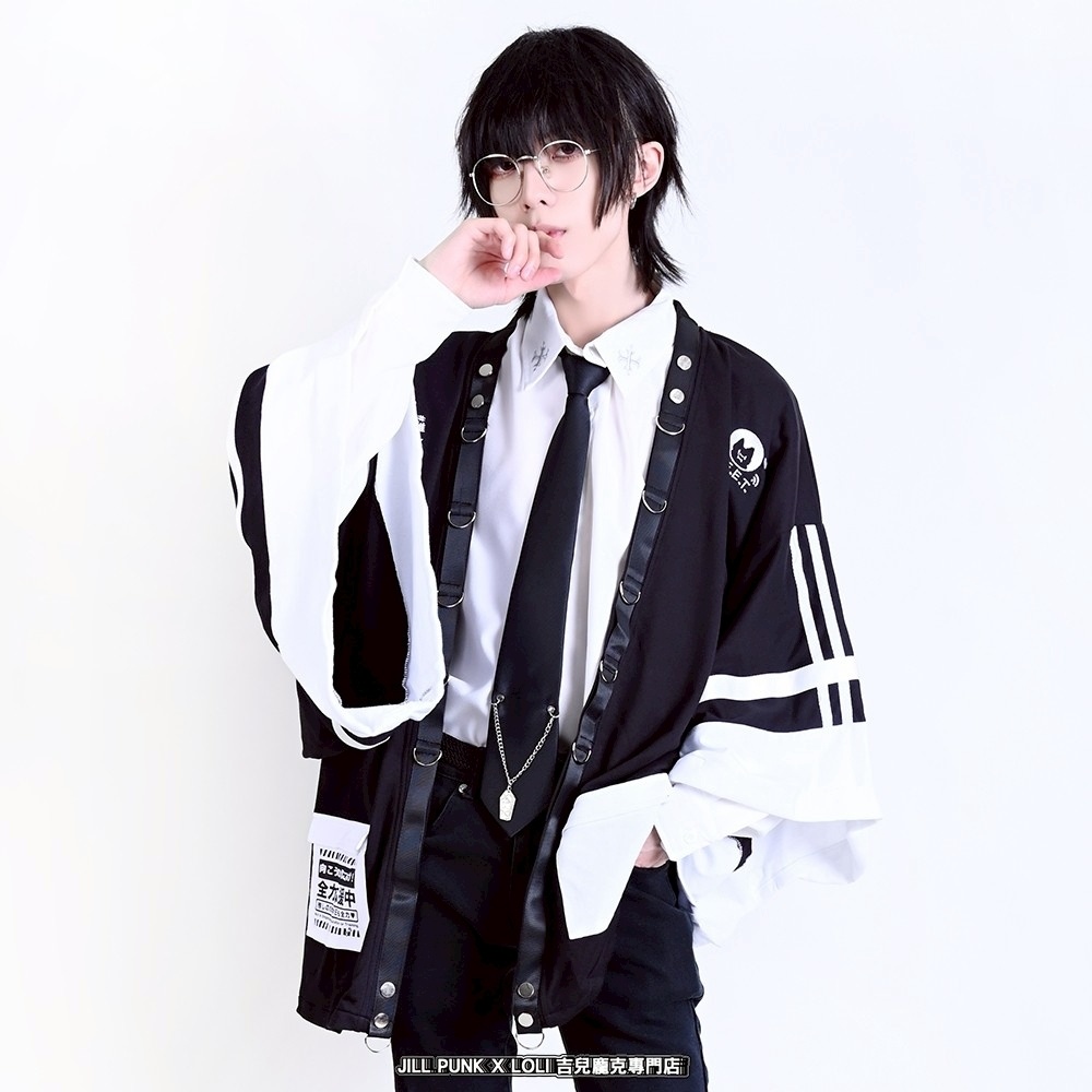 Jillpunk可愛い お宅界隈 アニメ ニ次コン 戦闘ネコ NEET 自宅警備員 刺繡入り Dリング付き カーゴポケット 着物袖現代羽織 和装ジャケット オリジナル メンズ レディーズ おしゃれ 男女兼用 ファッション 秋葉系