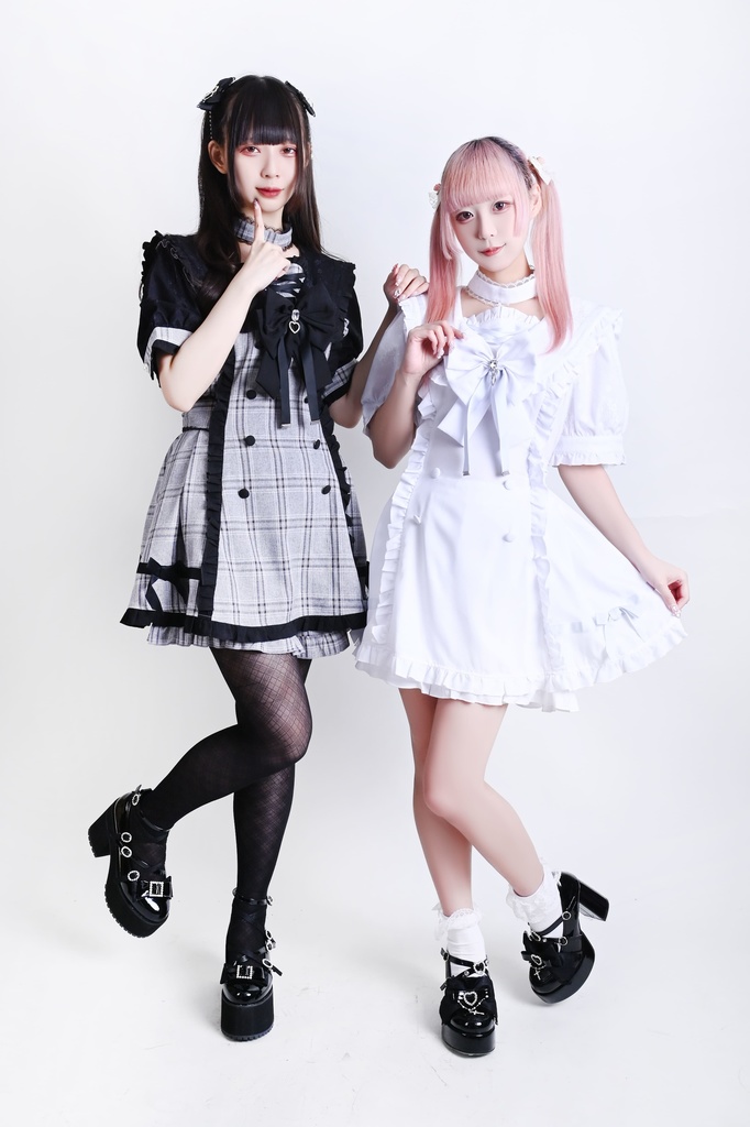 Jillpunk 量産型 天使界隈 あざと可愛い ロマンスプロローグ ロリータ 蝶ネクタイ チョーカー付き ダブルブレスト セーラー服 チェック柄 半袖ワンピース&ショーパン セット オリジナル 地雷系 おしゃれ 秋葉原