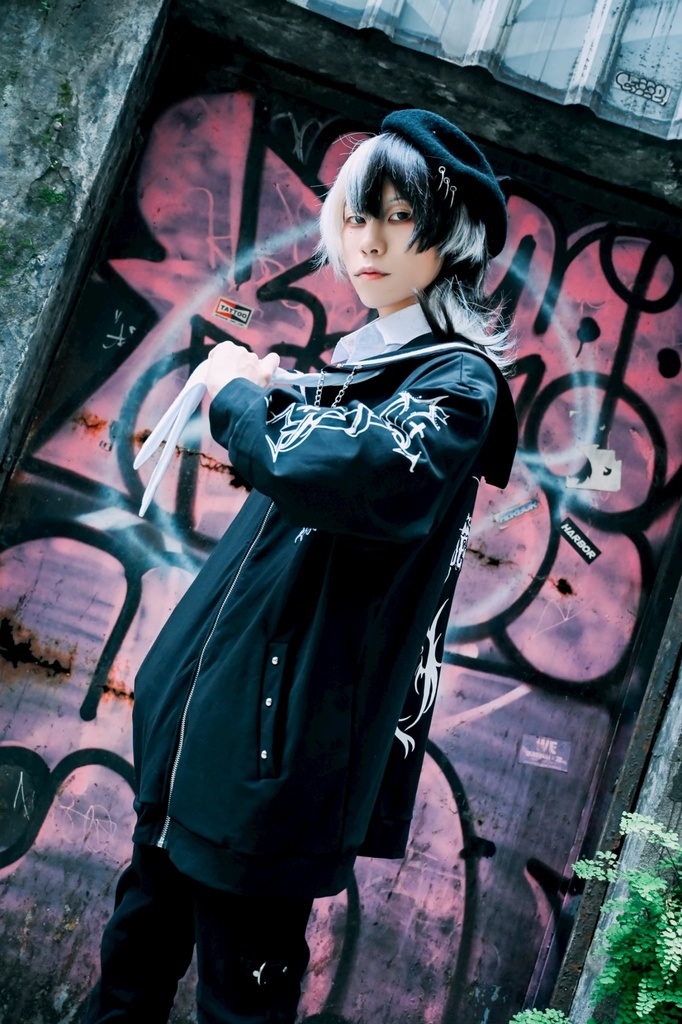 Jillpunk原宿 お宅 アニメ界隈 墮天領域 ラペルチェーン付き 水兵ネクタイ 刺繍入り ゆったり セーラー服長袖ジャケット オリジナルメンズ レディー おしゃれ 男女兼用ファッション秋葉系