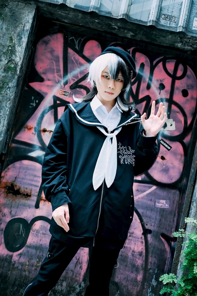 Jillpunk原宿 お宅 アニメ界隈 墮天領域 ラペルチェーン付き 水兵ネクタイ 刺繍入り ゆったり セーラー服長袖ジャケット オリジナルメンズ レディー おしゃれ 男女兼用ファッション秋葉系