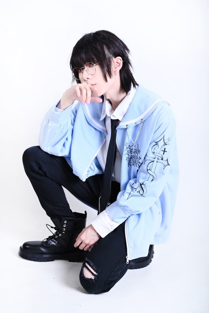 Jillpunk原宿 お宅 アニメ界隈 墮天領域 ラペルチェーン付き 水兵ネクタイ 刺繍入り ゆったり セーラー服長袖ジャケット オリジナルメンズ レディー おしゃれ 男女兼用ファッション秋葉系