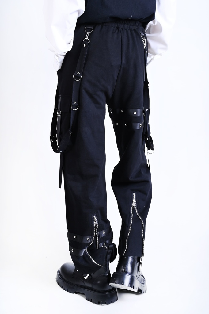 Jillpunk可愛い お宅界隈 アニメ 社交ネコ NEET 自宅警備員 刺繡入り タータンチェック柄 サスペンダー付き ワークポケット ストレートズボン ロングカーゴパンツ オリジナル メンズ レディーズ おしゃれ 男女兼用 ファッション 秋葉系