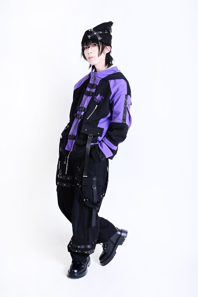 Jillpunk可愛い お宅界隈 アニメ 社交ネコ NEET 自宅警備員 刺繡入り バックルベルト付き ワークスペック ゆったり 猫耳フード付きジャケット ジップアップパーカー オリジナル メンズ レディーズ おしゃれ 秋葉系