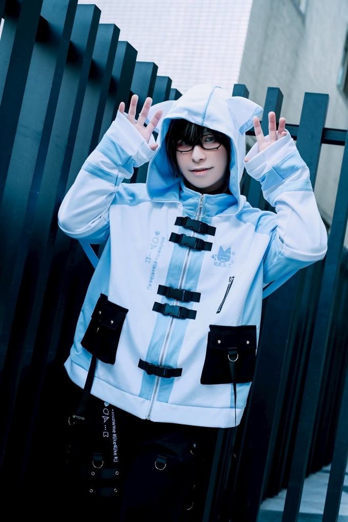 Jillpunk可愛い お宅界隈 アニメ 社交ネコ NEET 自宅警備員 刺繡入り バックルベルト付き ワークスペック ゆったり 猫耳フード付きジャケット ジップアップパーカー オリジナル メンズ レディーズ おしゃれ 秋葉系