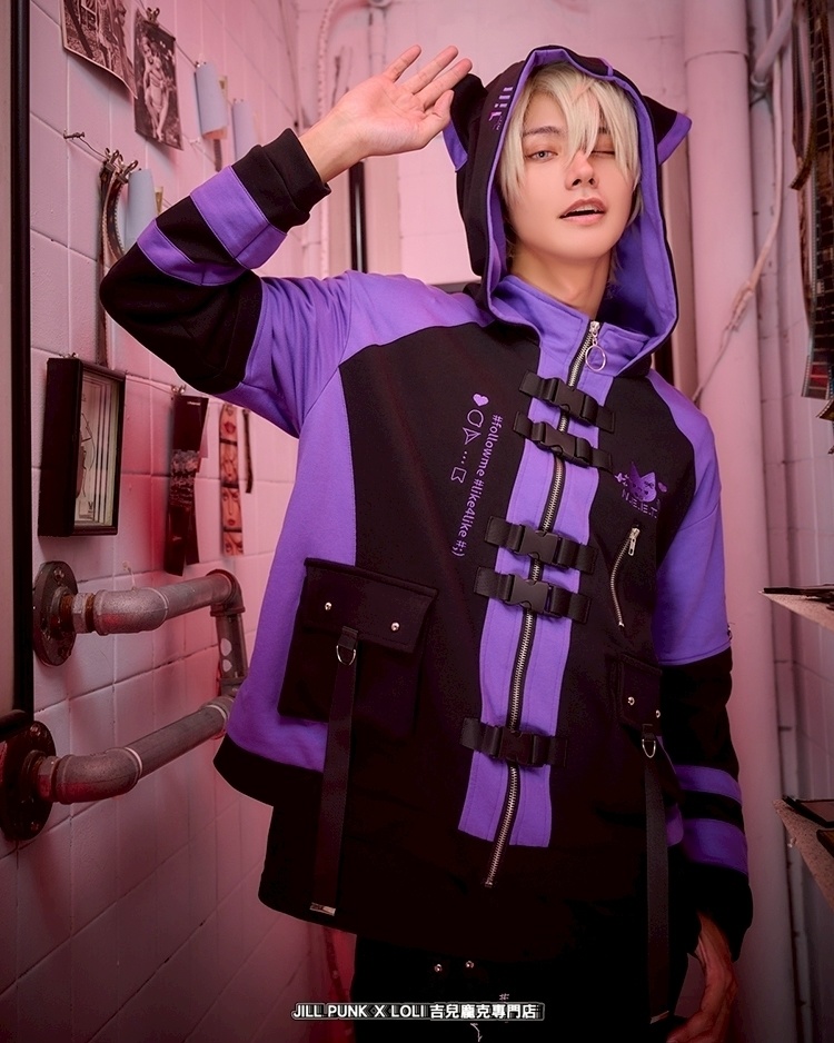 Jillpunk可愛い お宅界隈 アニメ 社交ネコ NEET 自宅警備員 刺繡入り バックルベルト付き ワークスペック ゆったり 猫耳フード付きジャケット ジップアップパーカー オリジナル メンズ レディーズ おしゃれ 秋葉系