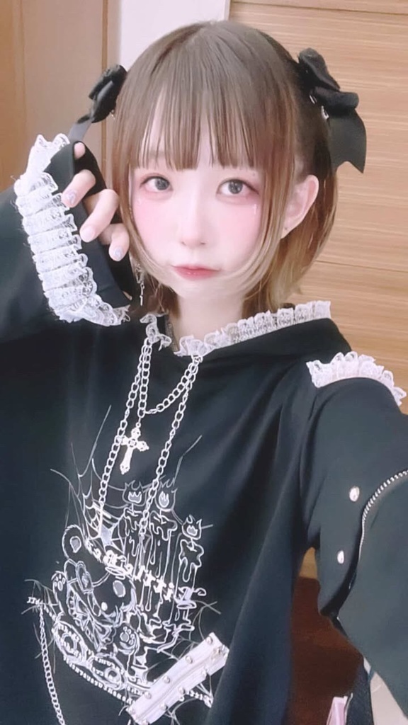 Jillpunk可愛いパンク 原宿系 クール感 司書熊さん フリル レースヘム コルセットピアス オフショルダー肩出し 取り外し可能な袖 2waý熊耳パーカー オリジナル メンズ レディーズ おしゃれ 男女兼用 ファッション