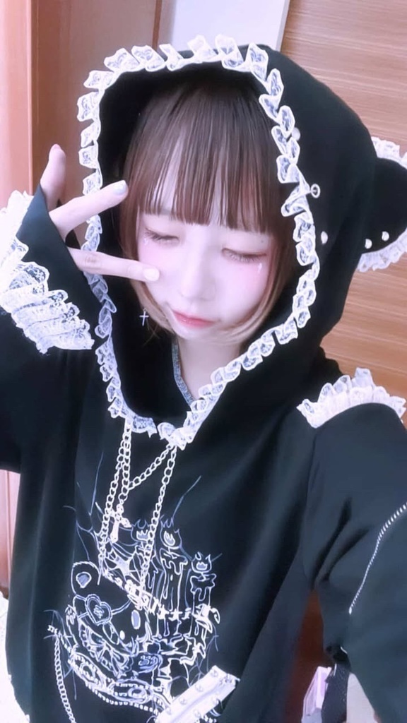Jillpunk可愛いパンク 原宿系 クール感 司書熊さん フリル レースヘム コルセットピアス オフショルダー肩出し 取り外し可能な袖 2waý熊耳パーカー オリジナル メンズ レディーズ おしゃれ 男女兼用 ファッション