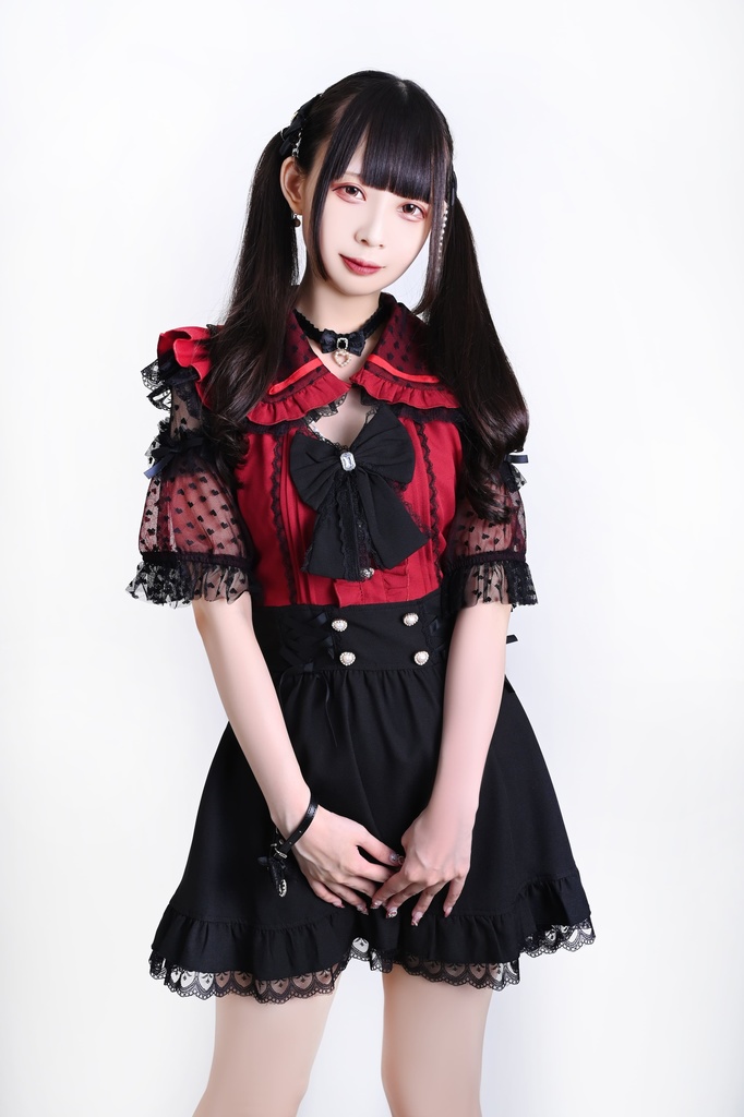 Jillpunk 量産型 ゆめかわ ロリータ アイドル恋心 ハート柄レース リボン付き キーホール 重ね着風 メイド服 フリルヘム 透け透け半袖 シャツワンピースドレス オリジナル 姫系 可愛い おしゃれ ファッション萌え 秋葉原