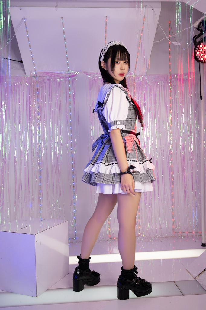 Jillpunk 量産型 地雷系 ロリータ アイドル スウィートハート リボン付き タータンチェック柄 セーラー服 フリルヘム 半袖シャツワンピースドレス オリジナル 姫系 可愛い おしゃれ ファッション萌え 秋葉原