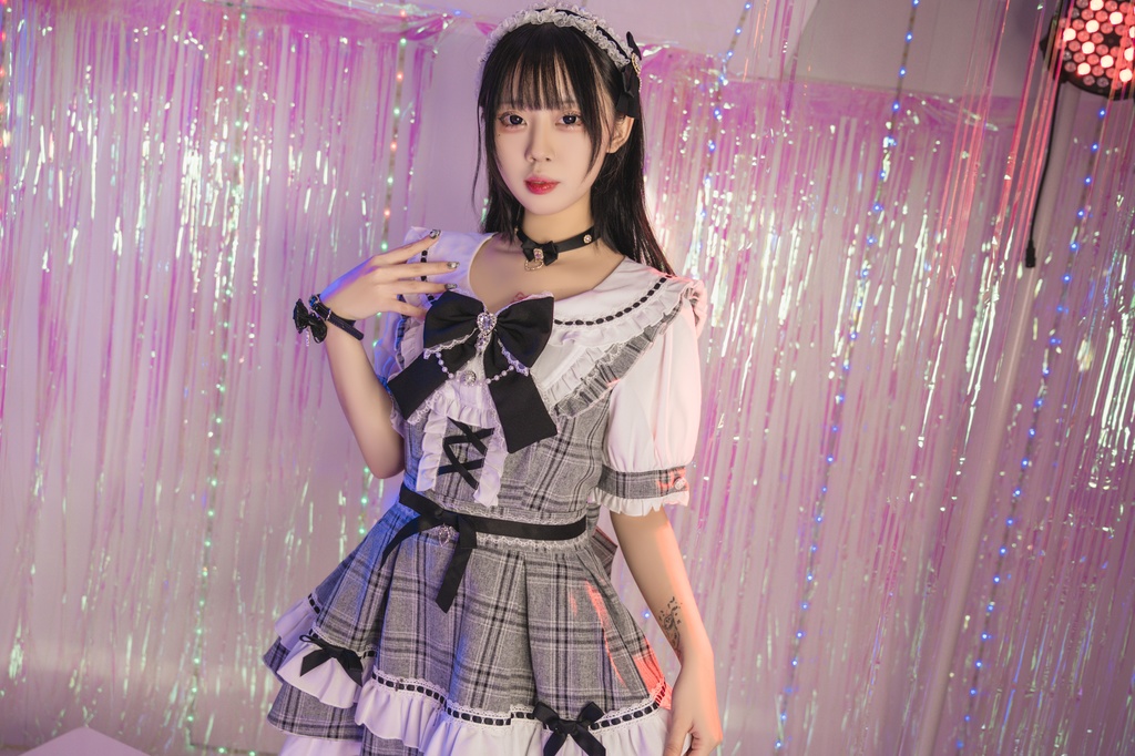 Jillpunk 量産型 地雷系 ロリータ アイドル スウィートハート リボン付き タータンチェック柄 セーラー服 フリルヘム 半袖シャツワンピースドレス オリジナル 姫系 可愛い おしゃれ ファッション萌え 秋葉原