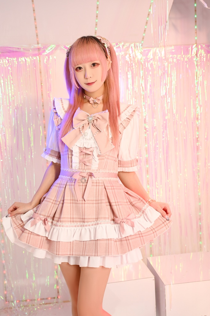 Jillpunk 量産型 地雷系 ロリータ アイドル スウィートハート リボン付き タータンチェック柄 セーラー服 フリルヘム 半袖シャツワンピースドレス オリジナル 姫系 可愛い おしゃれ ファッション萌え 秋葉原