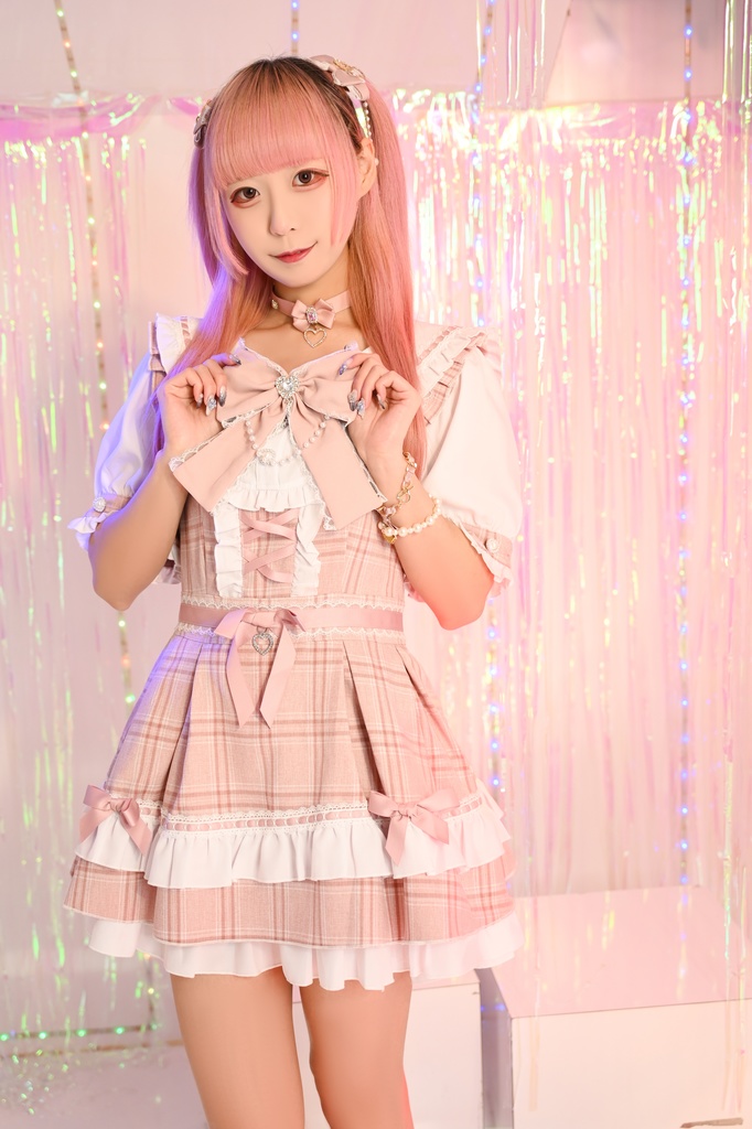Jillpunk 量産型 地雷系 ロリータ アイドル スウィートハート リボン付き タータンチェック柄 セーラー服 フリルヘム 半袖シャツワンピースドレス オリジナル 姫系 可愛い おしゃれ ファッション萌え 秋葉原