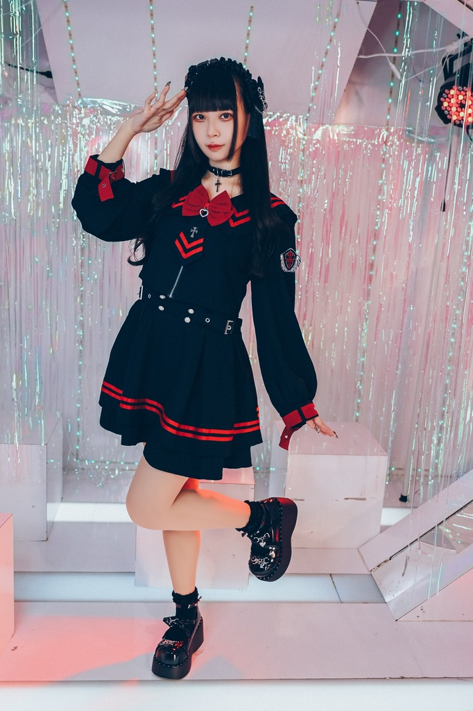 Jillpunk アニメ プレッピー 和洋折衷 ニ次コン 大天使学園 校章アームパッチ付き 長袖セーラー服 JK制服ワンピース オリジナルパンク メンズ レディース V系 和洋ミックス カッコいい おしゃれ