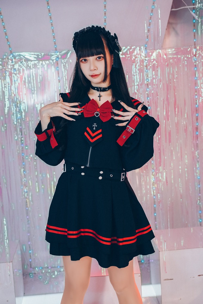 Jillpunk アニメ プレッピー 和洋折衷 ニ次コン 大天使学園 校章アームパッチ付き 長袖セーラー服 JK制服ワンピース オリジナルパンク メンズ レディース V系 和洋ミックス カッコいい おしゃれ