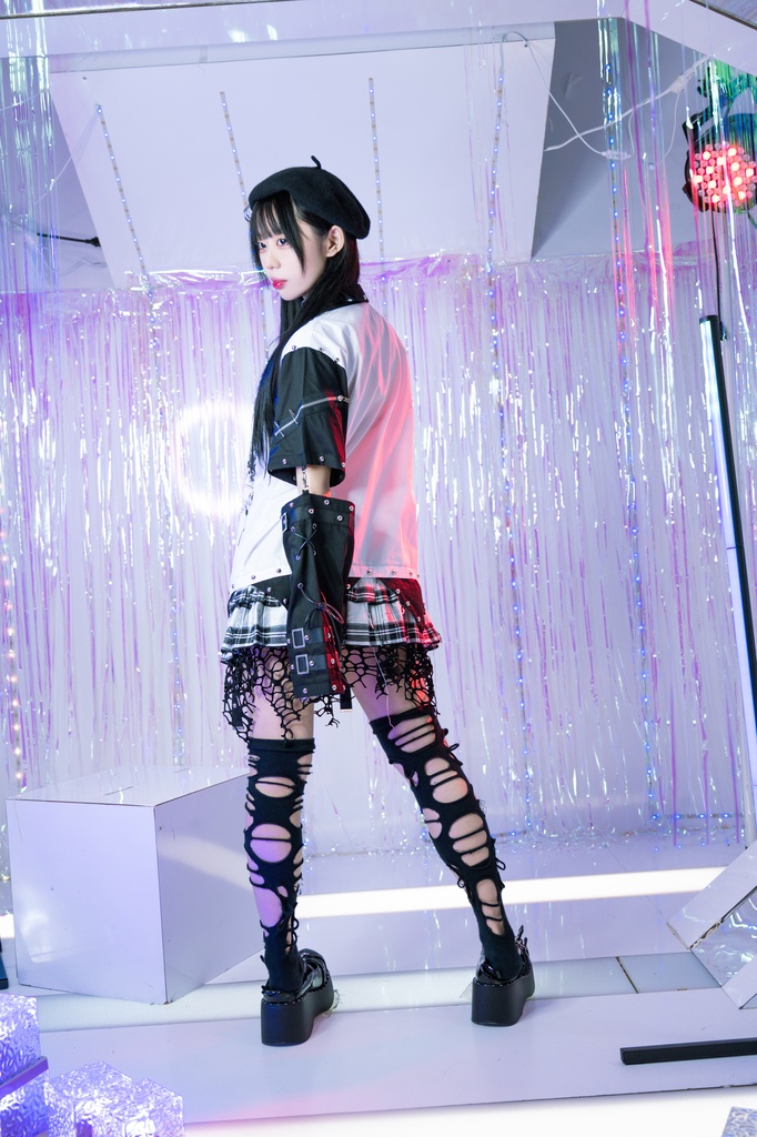 Jillpunk ヘヴィメタル バンギャ パンクロック 仿生悪魔 フェイクベスト レイヤードジップシャツ アームカバー チェーン付き 半袖ジャケット オリジナル メンズ レディーズ クール おしゃれ男女兼用カッコいい