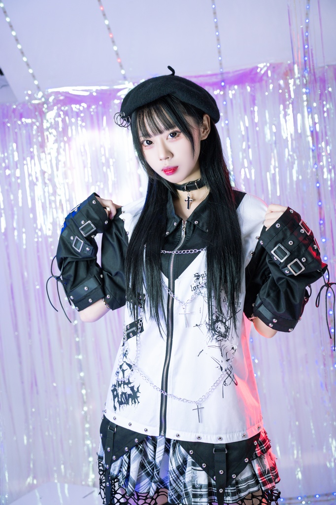 Jillpunk ヘヴィメタル バンギャ パンクロック 仿生悪魔 フェイクベスト レイヤードジップシャツ アームカバー チェーン付き 半袖ジャケット オリジナル メンズ レディーズ クール おしゃれ男女兼用カッコいい