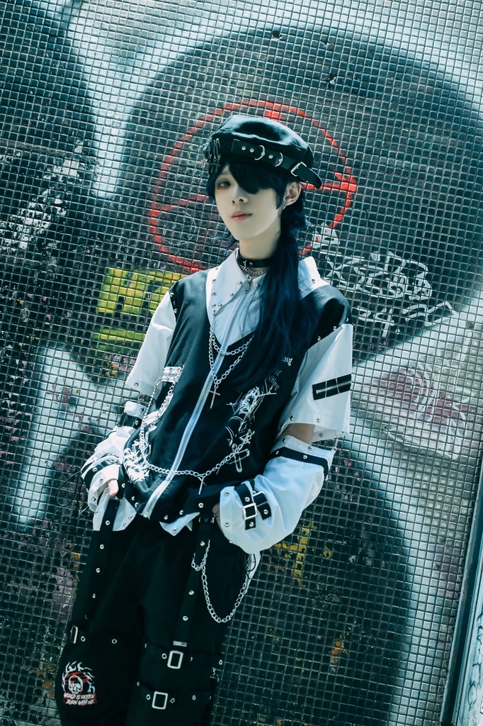 Jillpunk ヘヴィメタル バンギャ パンクロック 仿生悪魔 フェイクベスト レイヤードジップシャツ アームカバー チェーン付き 半袖ジャケット オリジナル メンズ レディーズ クール おしゃれ男女兼用カッコいい